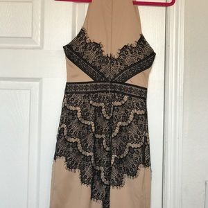 Bebe black lace/nude dress